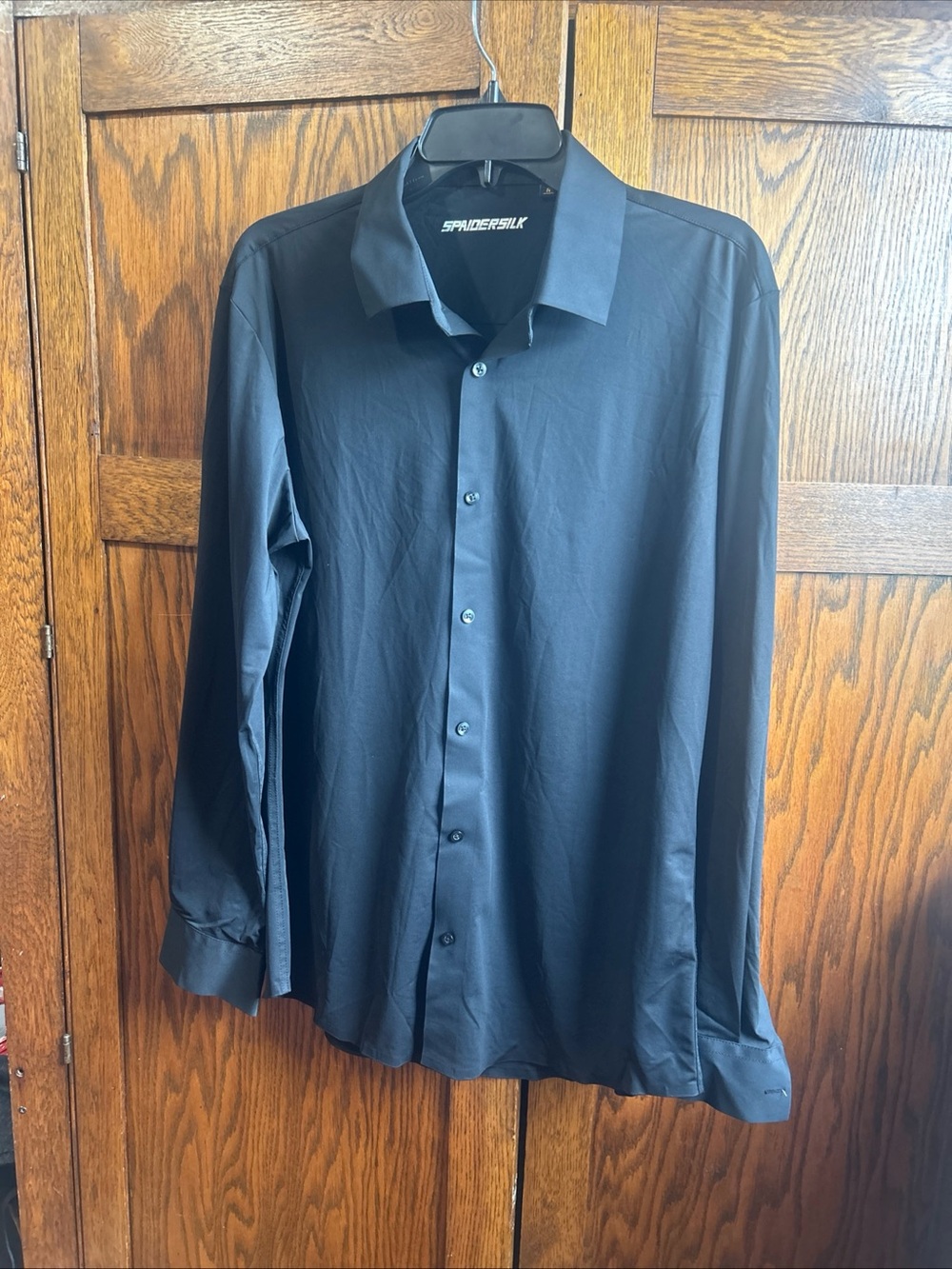 Men's Spaidersilk Black Long-Sleeve Dress Shirt - Classic Fit